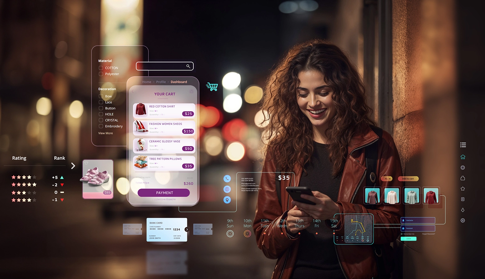 young lady using phone for ecommerce